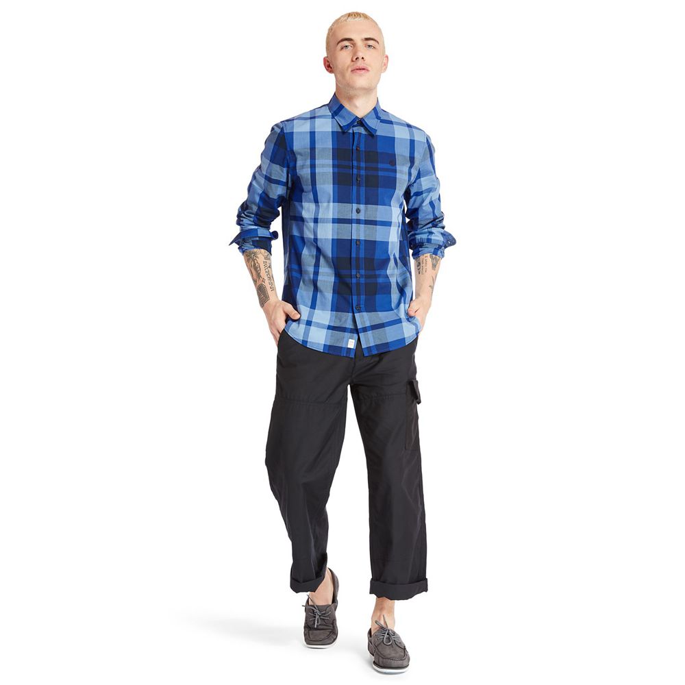 Timberland Πουκαμισα Ανδρικα Μπλε - Slim Fit Eastham River Plaid - Greece 0649358-VZ